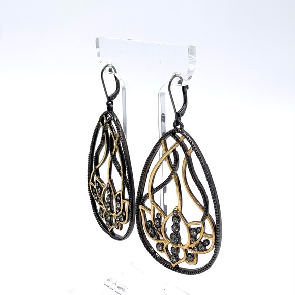 VT Luxe Open Work Lotus Flower Drop Earrings NWOT - Picture 6 of 13